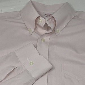 Brooks Brothers‎ Madison Sz M Pink Button Down Shirt Non Iron Long Sleeve Mens